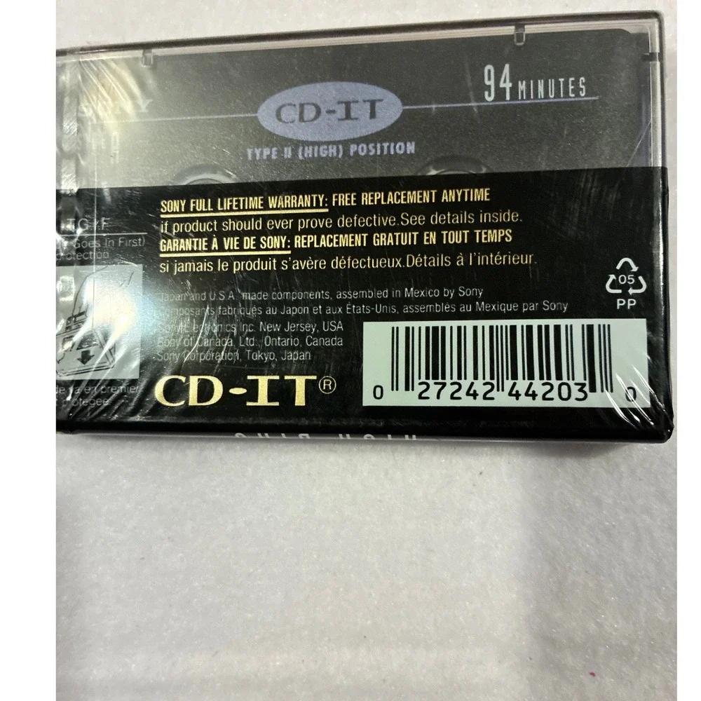 Sony CD-IT 94 Minute High Bias Type II Audio Cassette Tape Sealed Slim Case